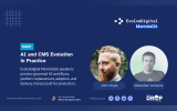 Hero image for an EvolveDigital Montréal26 feature, with the title “AI and CMS Evolution in Practice” and a deck about governed AI workflows, platform replacement, adoption, and production delivery choices.
