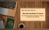 Wide TDT newsletter home image with a centred title block over a collaborative workspace. Title: “Who Sets the Rules in Canvas.” Deck: “Drupal CMS 2.0 gives editors visual control while developers define reusable components, safe choices, and the boundaries around them.”