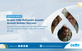 Horizontal TDT home image titled “Drupal CMS Reframes Growth Around Builder Success.” Deck: “Strategy 2.0 makes faster agency and developer delivery the route to broader marketer reach and mid-market adoption.”