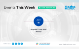 Events This Week graphic for “July 13th. July 20th 2026” with a world map background and The Drop Times logo. A blue date marker reads “July 16” above the event title “DrupalACT July 2026 Meetup.”