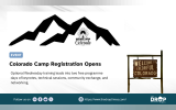Horizontal TDT home image titled “Colorado Camp Registration Opens.” Deck: “Optional Wednesday training leads into two free programme days of keynotes, technical sessions, community exchange, and networking.” Metadata shows 26–28 August 2026 and registration open.