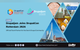 TDT event card for DrupalCon Rotterdam 2026. Title: “Drupaljam Joins DrupalCon Rotterdam 2026.” Deck: “Official Event Partner for the Dutch Drupal Community.”