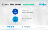 Weekly events graphic for July 27 to August 3 2026 with a pale world map background. Text lists "A11yTalks. Tech as Cognitive Accessibility" on July 29 and "Drupal Kochi Monthly Meetup" on July 30. The DropTimes branding appears in the upper right.