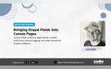 Discover Drupal graphic with a black and white portrait of Kevin Quillen wearing a cap marked "Hurley". Text reads "DISCOVER DRUPAL". "Bringing Drupal Fields Into Canvas Pages". "Canvas Fields connects page builder content with Views search tagging and other structured Drupal workflows". "Kevin Quillen". "Follow us on". "https www thedroptimes com". "THE DROP TIMES".