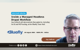 Discover Drupal graphic featuring Jay Callicott beside the Bluefly logo. Text reads "DISCOVER DRUPAL". "Inside a Managed Headless Drupal Workflow". "Jay Callicott will demonstrate Decoupled.io including its AI and MCP tooling at the Bluefly Town Hall". "28 August 2026. 18.00 UTC. Online". "Jay Callicott".