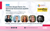 Horizontal hero image for the Government Summit at DrupalCon Europe. Title: “LocalGov Drupal Opens Ten Sponsored Government Summit Places.” Deck: “Council teams can apply by 21 August for the Government Summit at DrupalCon Europe.”