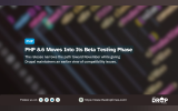 PHP 8.6 beta testing graphic over a blurred code editor background. Text reads "PHP" "PHP 8.6 Moves Into Its Beta Testing Phase." "The release narrows the path toward November while giving Drupal maintainers an earlier view of compatibility issues."