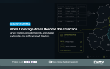 Drupal graphic titled "When Coverage Areas Become the Interface". A dark interface connects provider records with mapped service areas and a selected provider directory to show geographic coverage becoming part of the Drupal browsing experience.