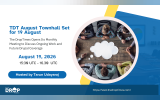 Blue and white townhall graphic with an overhead photo of people gathered around a table with a blank thought bubble in the center. Text reads "TDT August Townhall Set for 19 August". "The DropTimes Opens Its Monthly Meeting to Discuss Ongoing Work and Future Drupal Coverage". "August 19, 2026". "15:30 UTC - 16:30 UTC". "Hosted by Tarun Udayaraj". "THE DROP TIMES". "https://www.thedroptimes.com/".