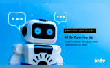 Blue editorial graphic with a friendly white robot and two chat bubbles against a digital network background. Text reads "Editors Pick Vol 4 Issue 37". "AI Is Opening Up". "Drupal Has Been Asking the Same Questions for 25 Years". "THE DROP TIMES".