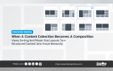 "DISCOVER DRUPAL. When A Content Collection Becomes A Composition. Views Sorting And Mixed Size Layouts Turn Structured Content Into Visual Hierarchy." Eight bento style layout choices appear above the headline with one asymmetrical layout selected in blue.