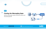 “PHP.” “Closing the Messaging Gaps.” “Symfony Messenger tackles transaction failures and oversized payloads.” A diagram shows database data moving through secured messaging and an alternate document based route before both reach the message queue.