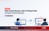 "SECURITY. When Content Reaches a More Privileged Editor. A crafted entry may become dangerous only when another user opens it through CKEditor. CKEditor." An illustration shows one user creating content in CKEditor and the content passing to a second editor where red warning marks appear around the screen to represent the security risk.