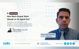The Drop Times interview hero featuring Paulo Maia Carvalho, creator of DrupalClaw, beside the headline “How Much Drupal Work Should an AI Agent Do?” with a deck about safe delegation, version context, approval gates, and developer review. The image also credits interviewer Kazima Abbas, Sub-Editor at TheDropTimes.