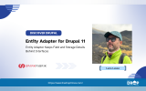 “Drupal Gets an Entity Adapter Pattern.” “New Module Separates Domain Behaviour From Entity Storage Details.” Luca Lusso and the SparkFabrik logo appear below.