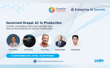 “Governed Drupal AI in Production.” “Context, sovereignty and human oversight take focus at the Enterprise AI Summit in Rotterdam.” Speakers Paulina Ryters, Scott Falconer, Glenn Hilton, Charles Andrew and Hemant Gupta are pictured for the DrupalCon Rotterdam 2026 event on “28 September 2026. 09:00. SS Rotterdam.”