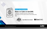 Policy and governance graphic with a passport style icon and Australian Government and GovCMS branding. Text reads "POLICY AND GOVERNANCE". "Rules as Code on GovCMS". "Production capability connects Drupal based government services with machine executable policy logic". "Australian Government". "GovCMS". "https www.thedroptimes.com". "THE DROP TIMES".