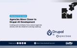Organization News graphic about agencies becoming more involved in Drupal AI development through funding and contributor time. Text reads ORGANIZATION NEWS. Agencies Move Closer to Drupal AI Development. Funding and contributor time connect agencies directly with the initiative’s evolving roadmap. Drupal AI. specbee. Follow us on. https www thedroptimes com. THE DROP TIMES.