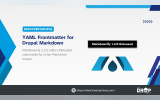 Discover Drupal graphic with a blue droplet logo. Text reads "DISCOVER DRUPAL". "YAML Frontmatter for Drupal Markdown". "Markdownify 1.2.0 adds a Metadata submodule for richer Markdown output". "Markdownify 1.2.0 Released". "https www thedroptimes com". "THE DROP TIMES".