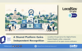 A LocalGov Drupal hero graphic shows a connected digital platform against a townscape of public buildings, with a verification badge symbolising its Digital Public Good recognition. LocalGov Drupal and Digital Public Goods Alliance branding accompanies the headline highlighting the platform's independent assessment.