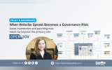 "POLICY AND GOVERNANCE. When Website Sprawl Becomes a Governance Risk. Asset inventories and patching now reach far beyond the primary site. OPEN GOV. Follow us on. thedroptimes.com. THE DROP TIMES." A portrait of a woman sits beside a central website dashboard connected to many smaller website graphics illustrating the governance challenge of managing a sprawling web estate.