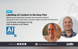 Event graphic titled "Labelling AI Content Is the Easy Part" featuring two Drupal contributors speaking at AI Week UK. The discussion focuses on governance, transparency and how readers can verify AI generated answers.