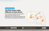 A Discover Drupal poster titled "The First Screen Looks Different on Every Device" showing a website across desktop, tablet and mobile screens. It explains how two new Drupal modules prioritize essential CSS and defer other styles to improve initial page loading across devices.