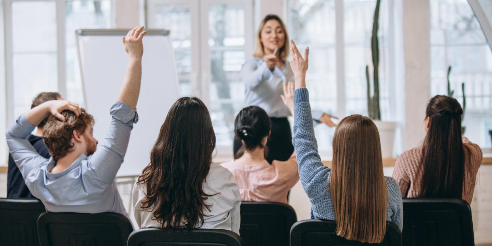 Female speaker giving presentation